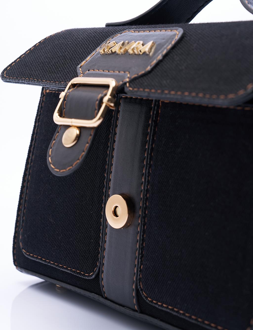 Denim Bag with Removable Strap Black