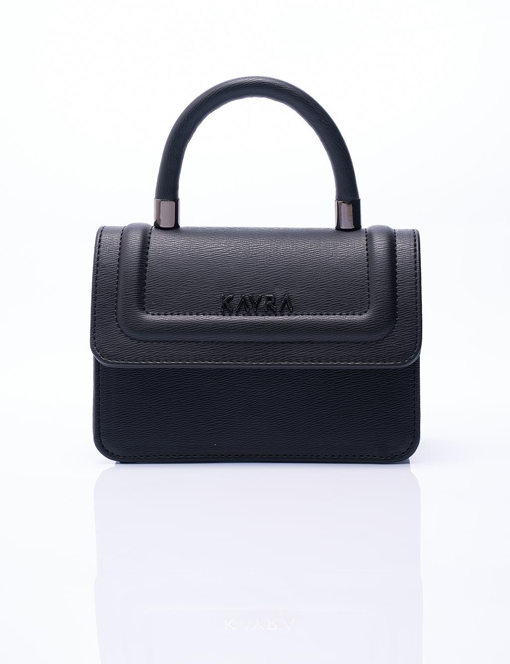 Textured Flap Cover Bag in Black