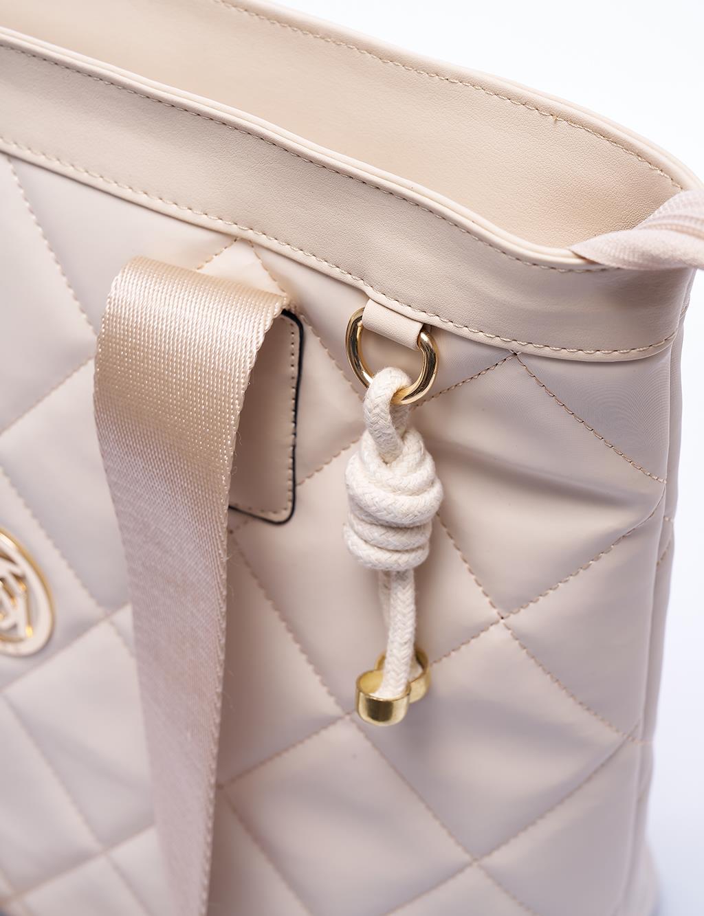 Quilted Tote Bag Cream