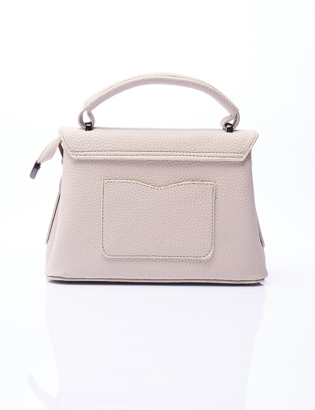 Faux Leather Textured Cover Bag Stone