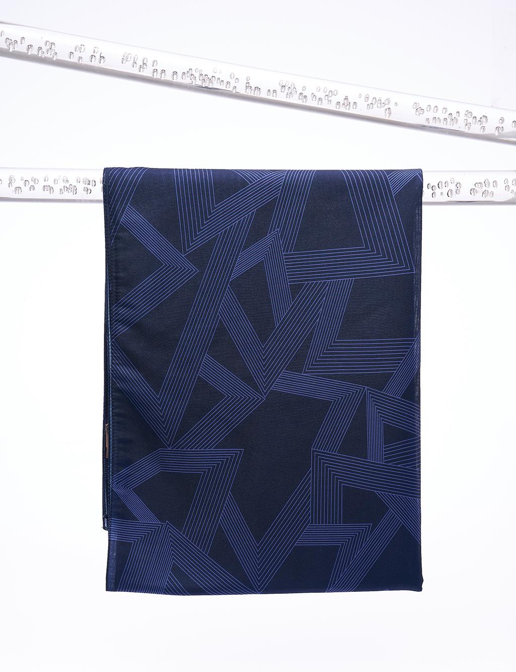 Triangle Patterned Shawl Navy Blue