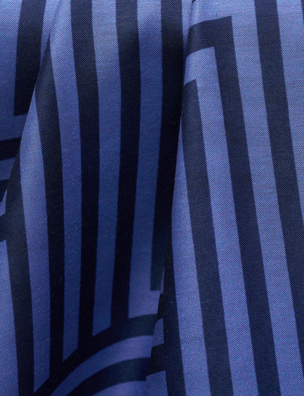 Stripe Patterned Shawl Navy Blue