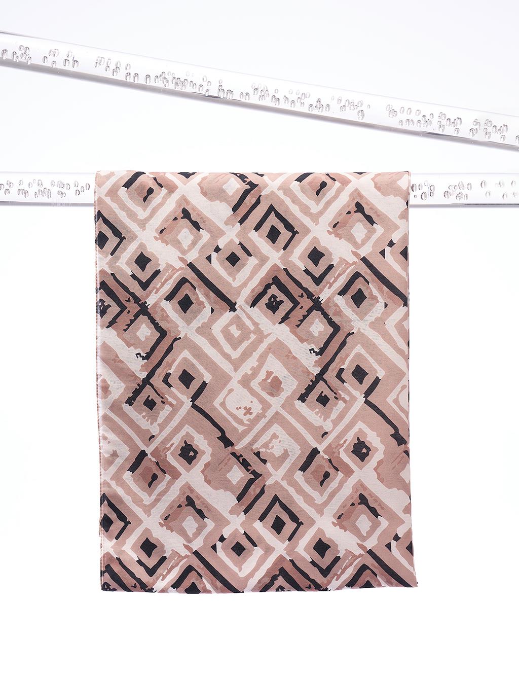 Abstract Pattern Shawl Beige