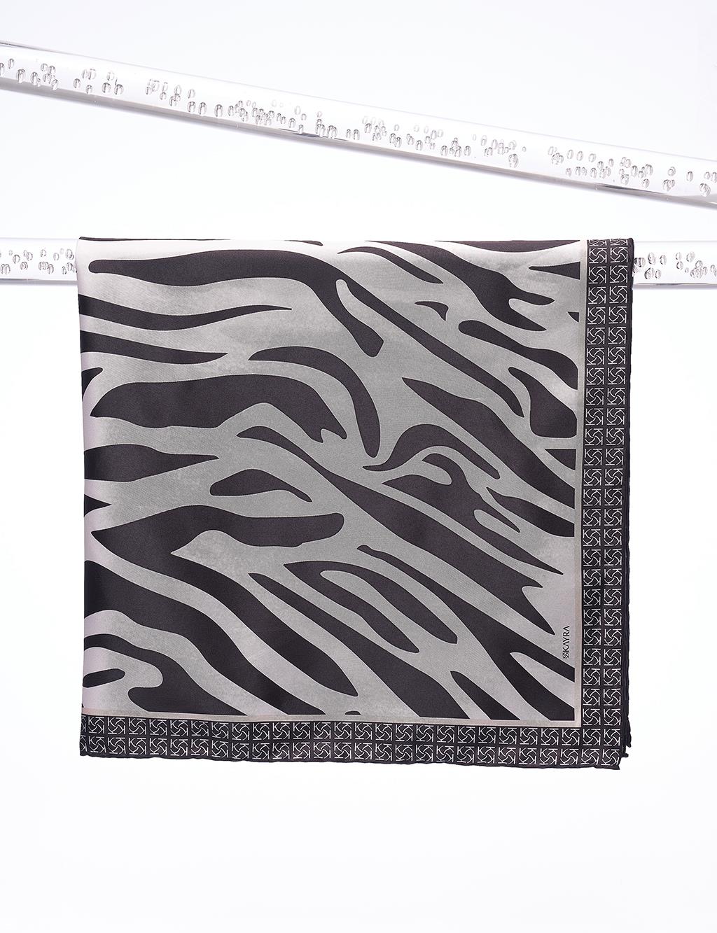 Animal Print Patterned Scarf Black-Beige