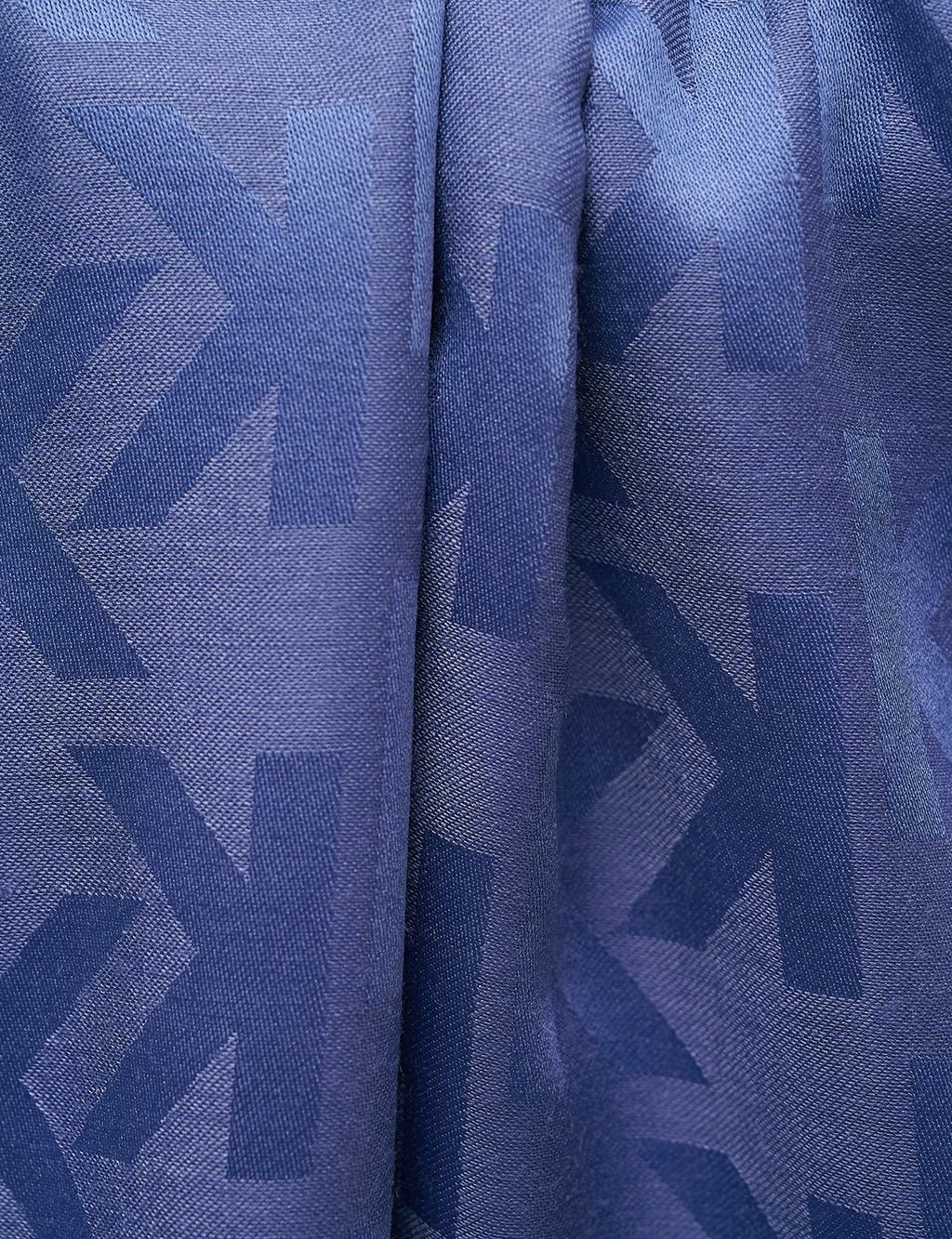 Silk Blend Jacquard Monogram Patterned Shawl Indigo