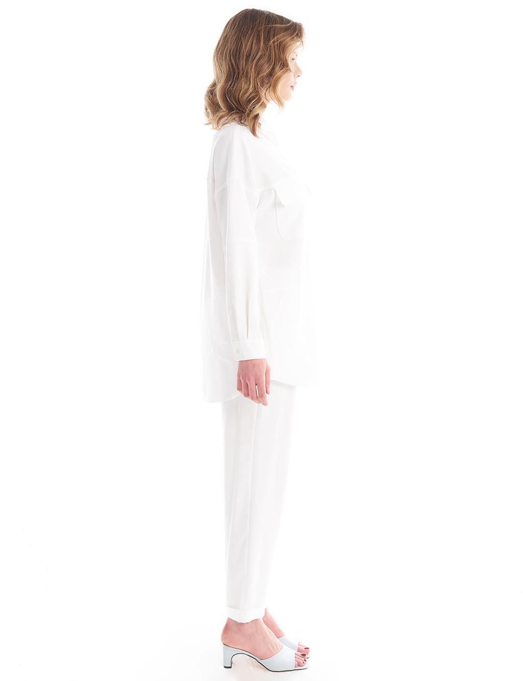 Accessory Detailed Double Suit Optical White
