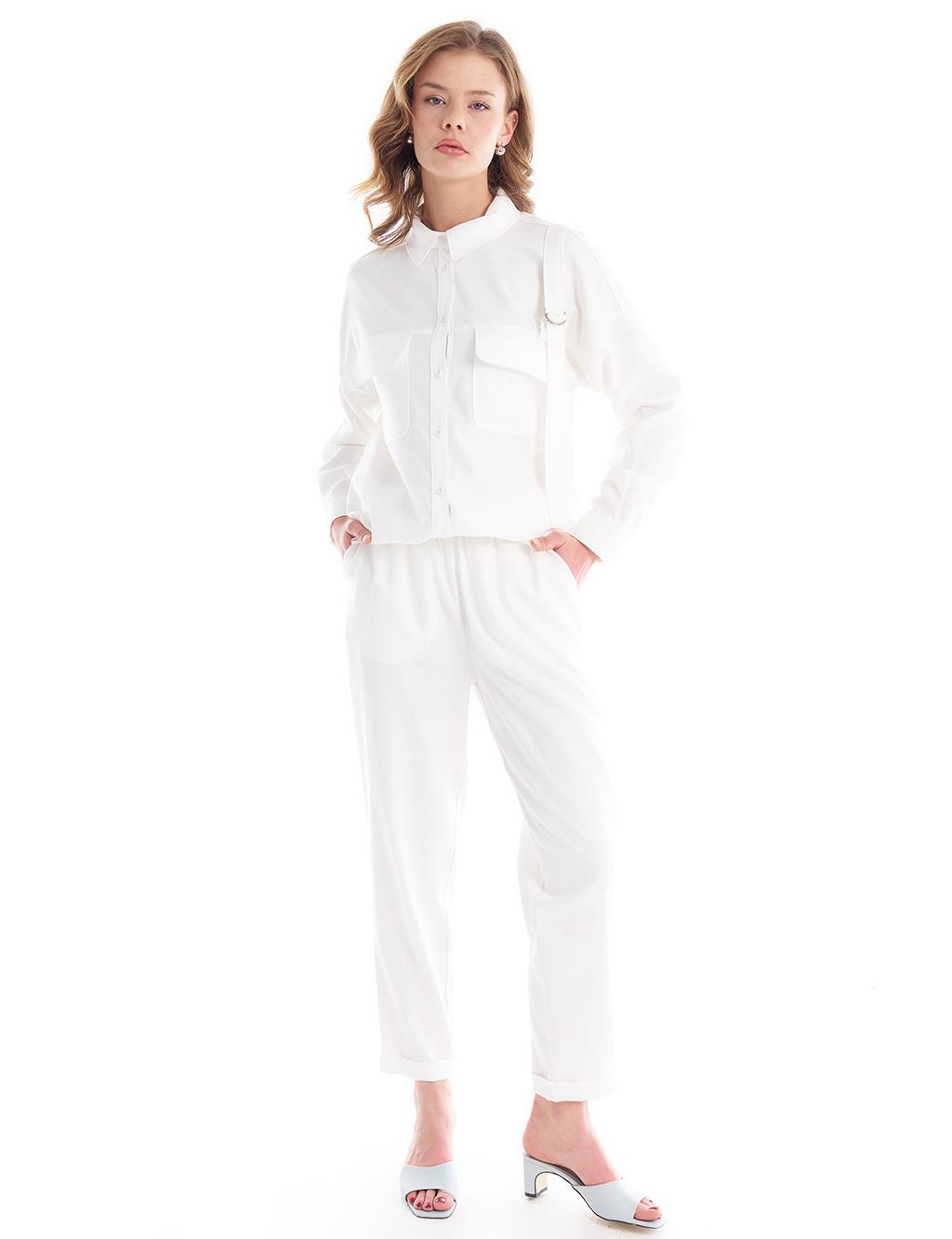 Accessory Detailed Double Suit Optical White