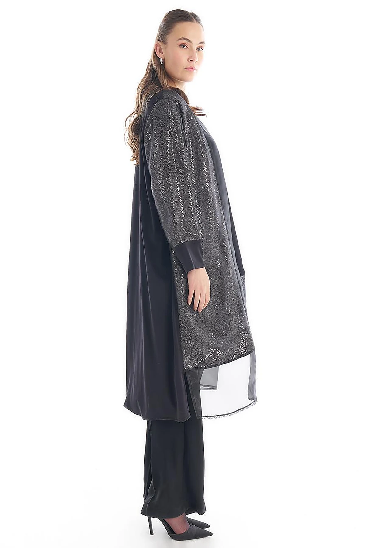 Sequined Double Suit Black