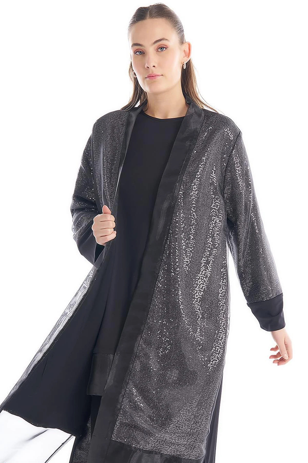 Sequined Double Suit Black