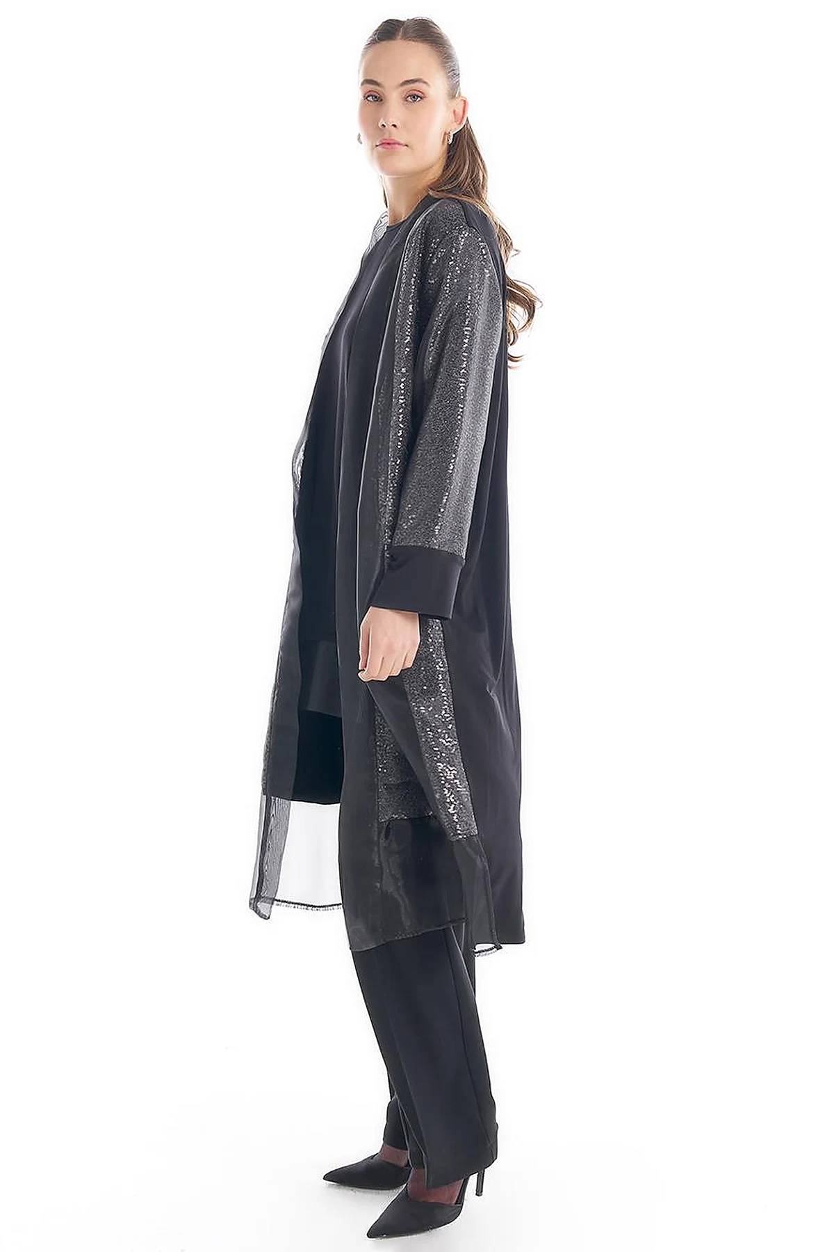 Sequined Double Suit Black