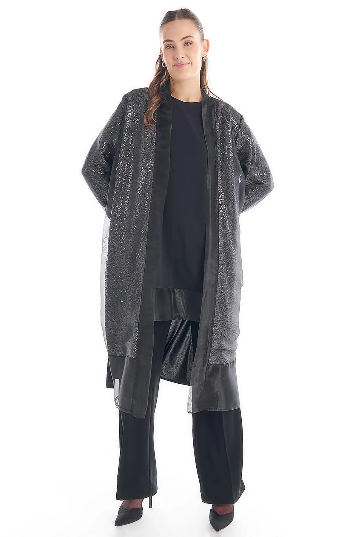 Sequined Double Suit Black