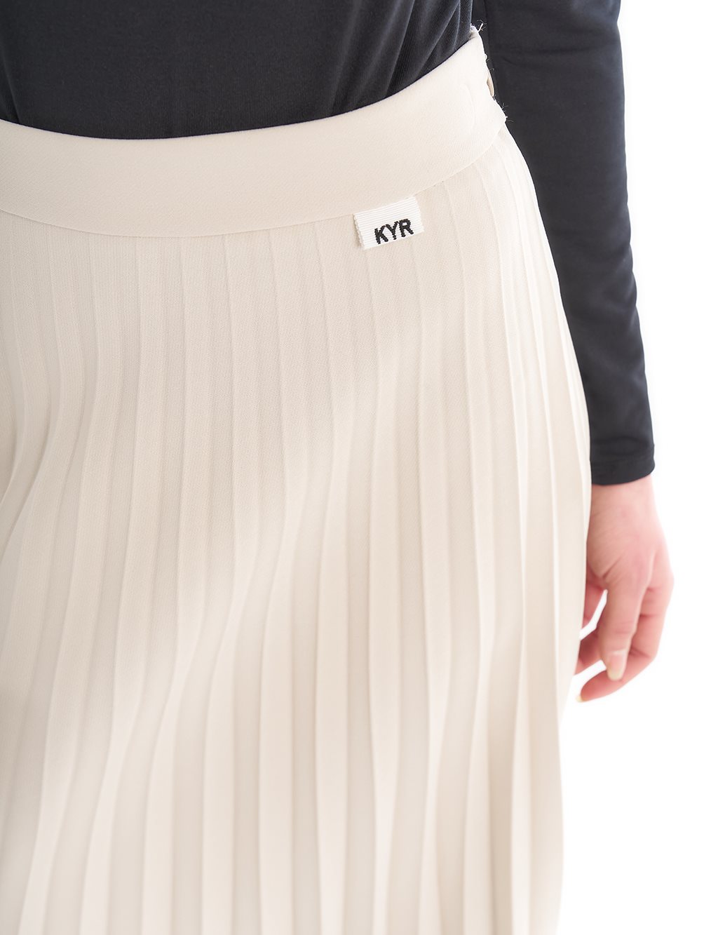 Pleated Skirt with Elastic Waist Stone