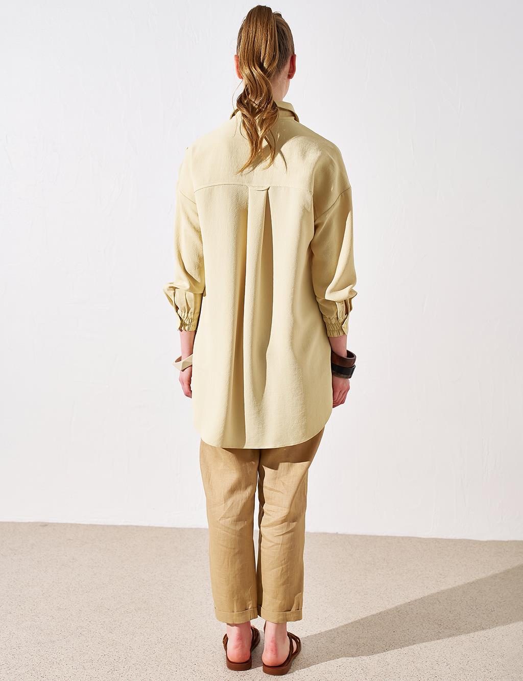 Embroidered Shoulder Tunic Light Yellow