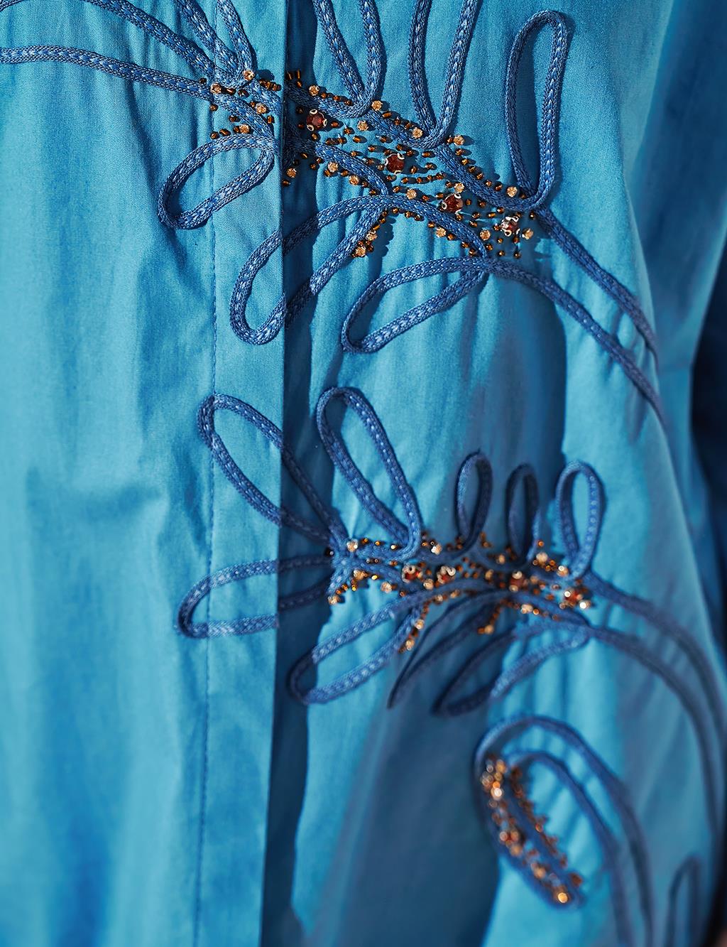 Tunic with Embroidery Applique Indigo