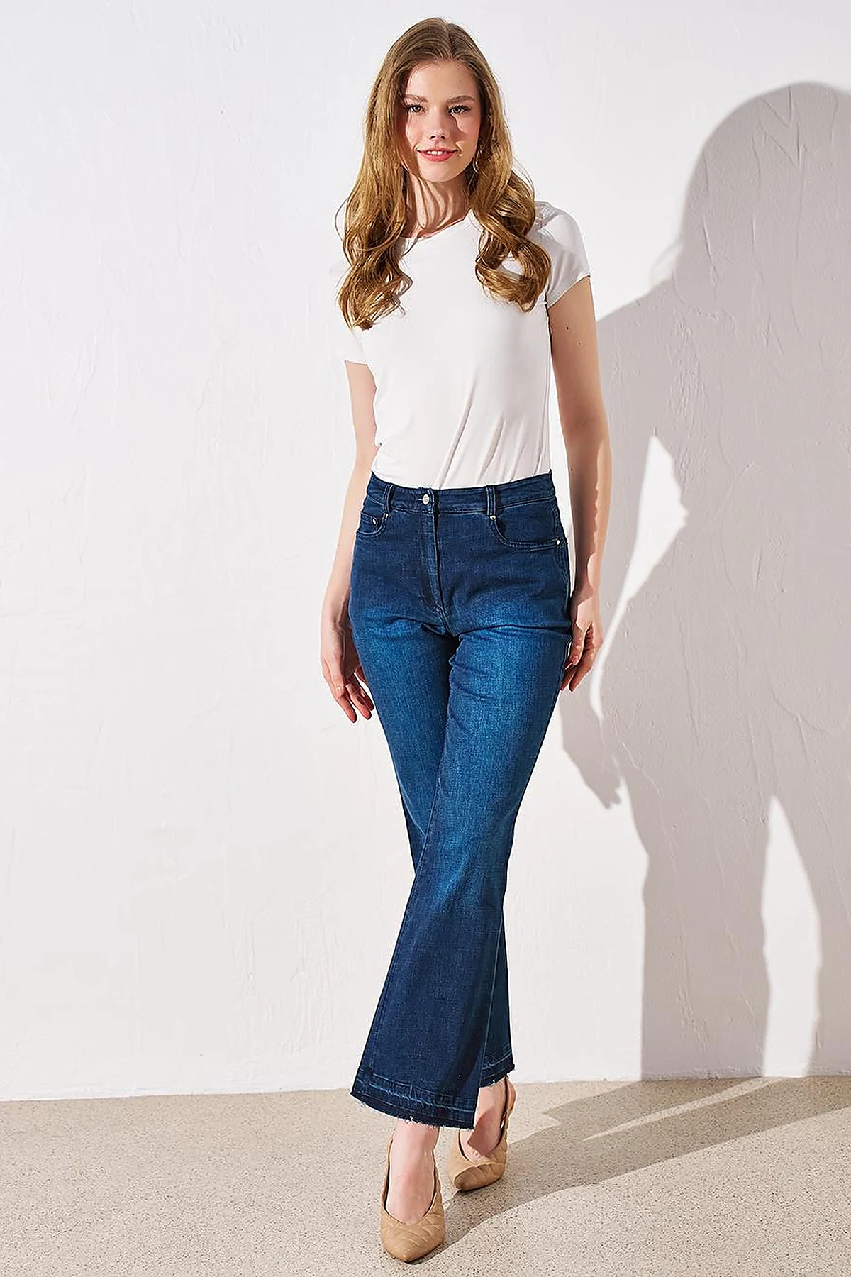 High Waist Denim Pants Navy Blue