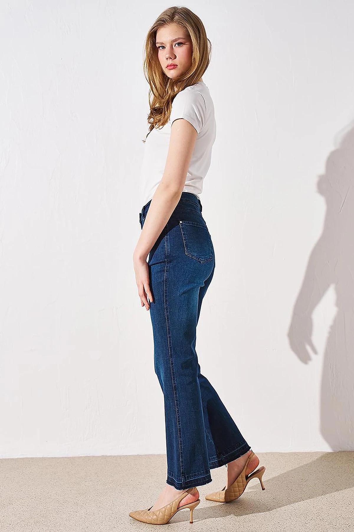 High Waist Denim Pants Navy Blue