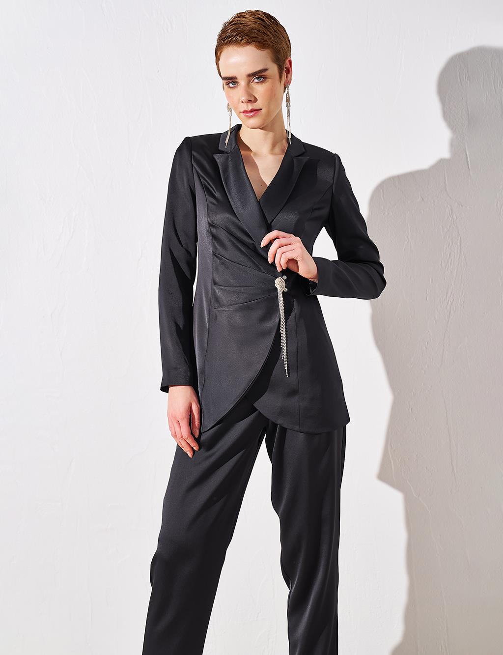 Double Breasted Closure Double Suit Black