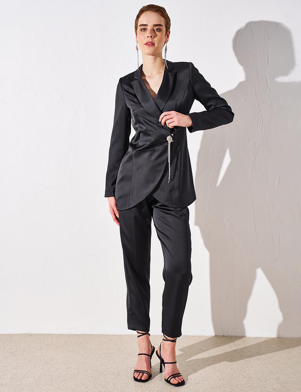 Double Breasted Closure Double Suit Black