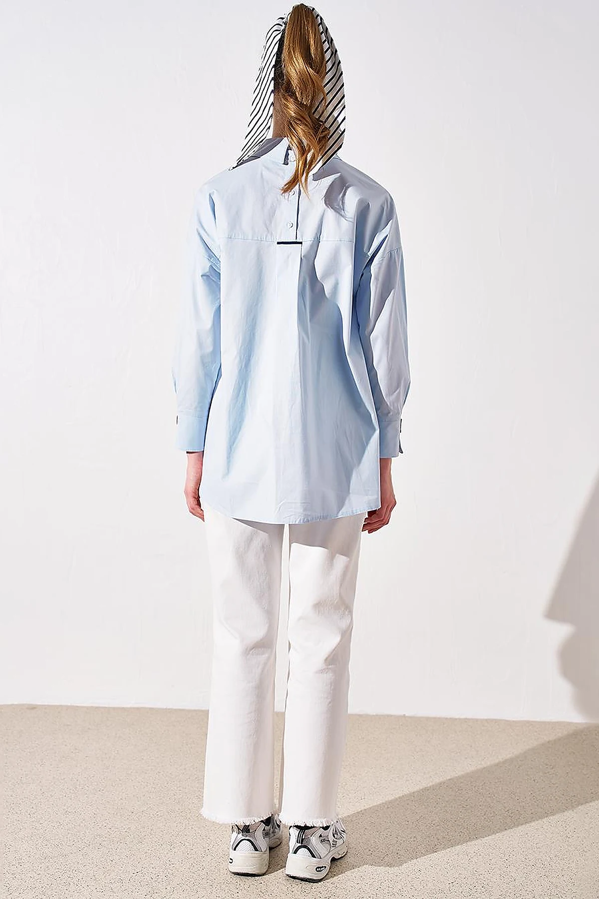 Accessory Detailed Shirt Collar Tunic Blue