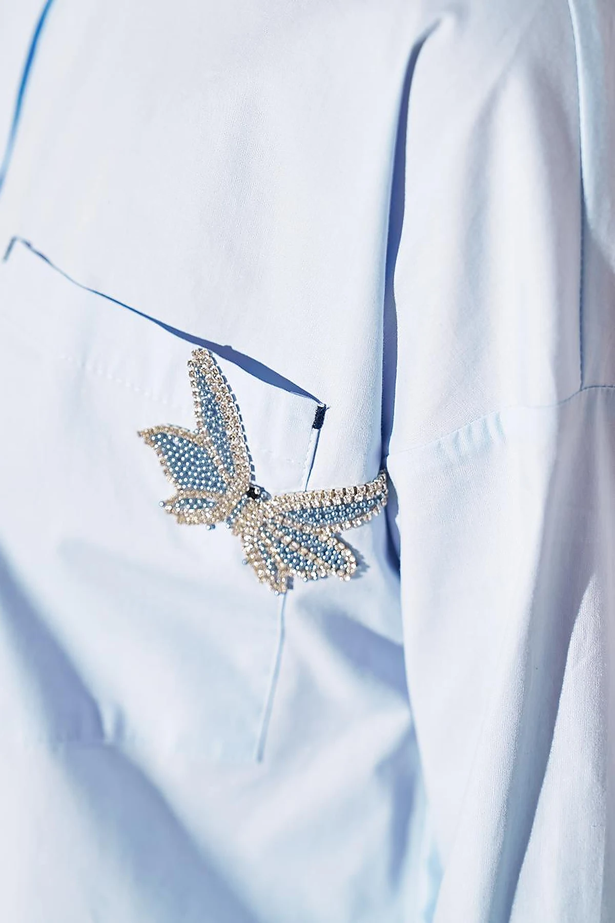 Accessory Detailed Shirt Collar Tunic Blue