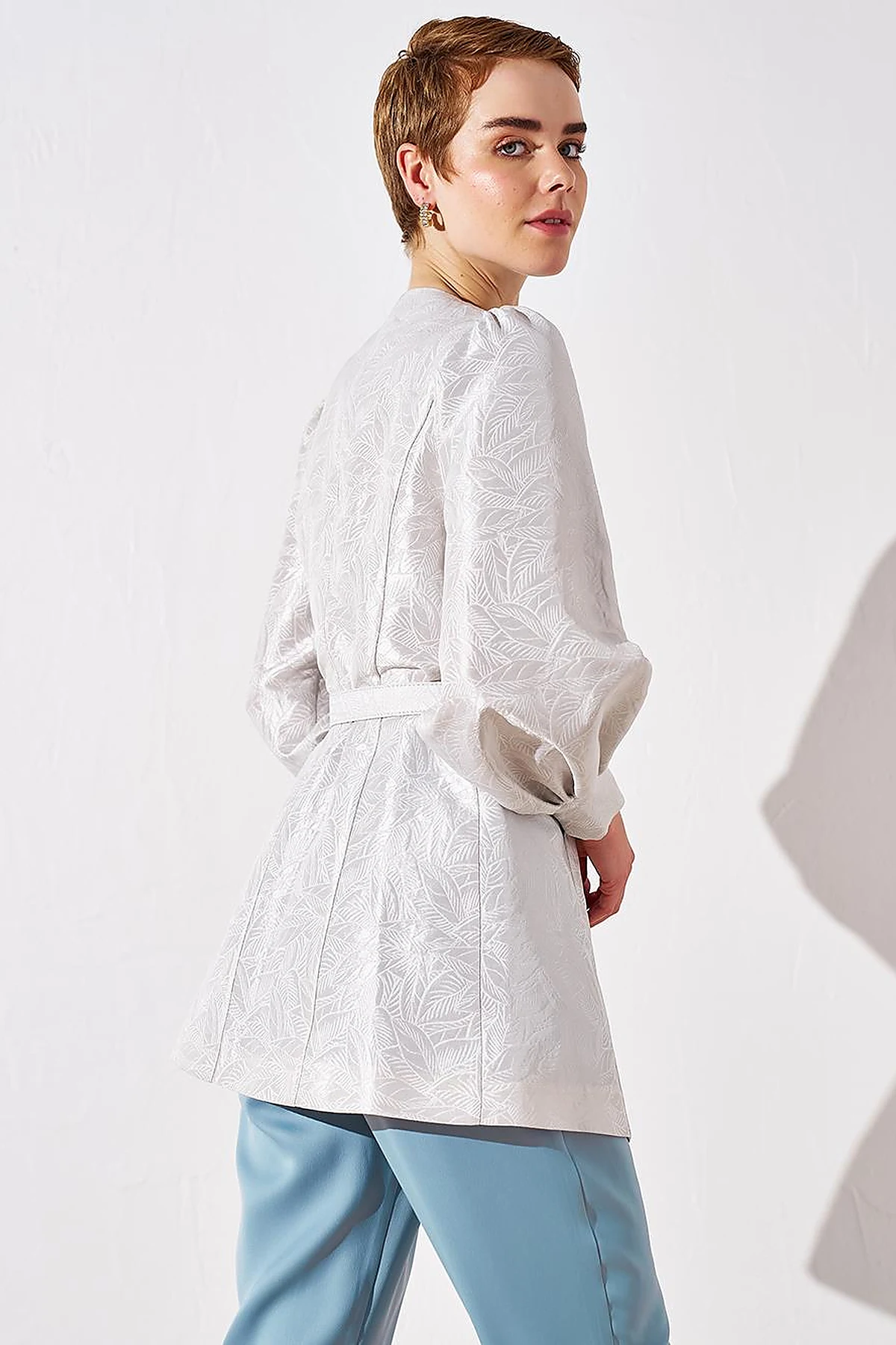 Metal Accessory Jacquard Jacket Gray