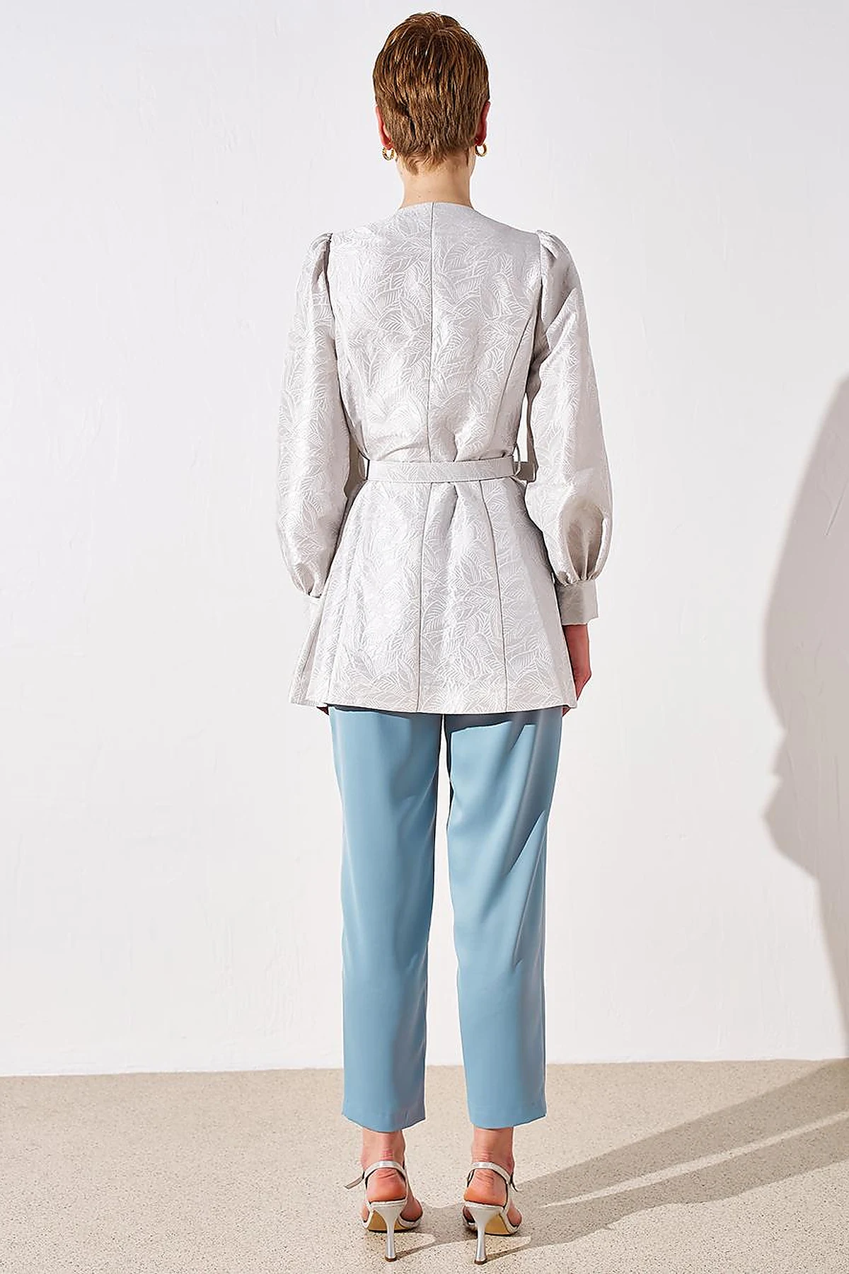 Metal Accessory Jacquard Jacket Gray