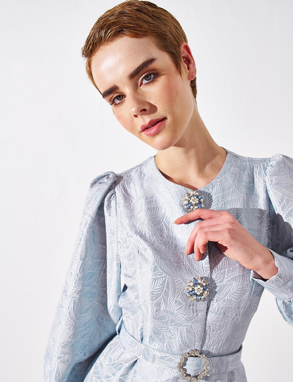 Jacquard Jacket Sea Ice with Metal Accessories