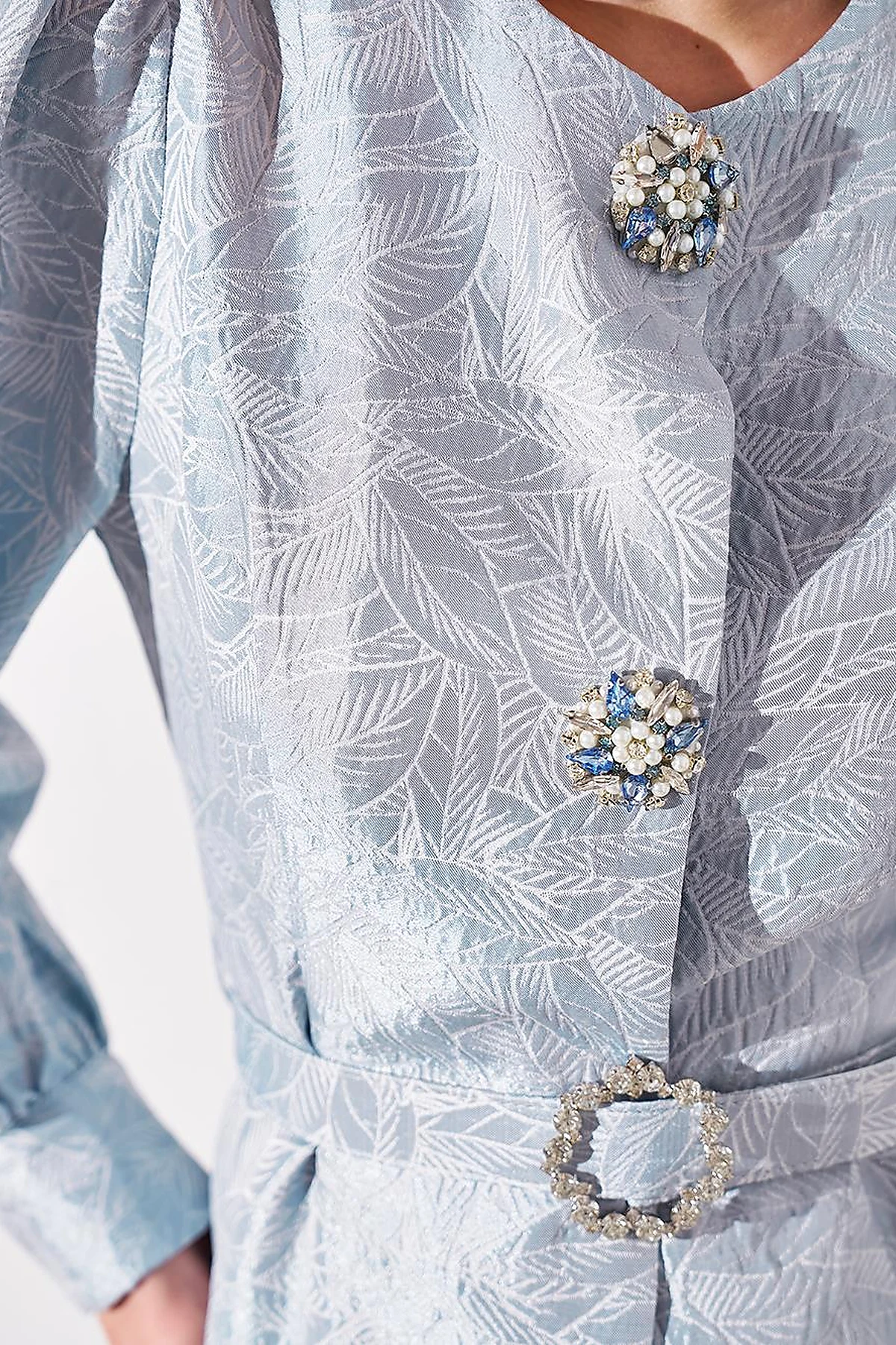 Metal Accessory Jacquard Jacket Sea Ice