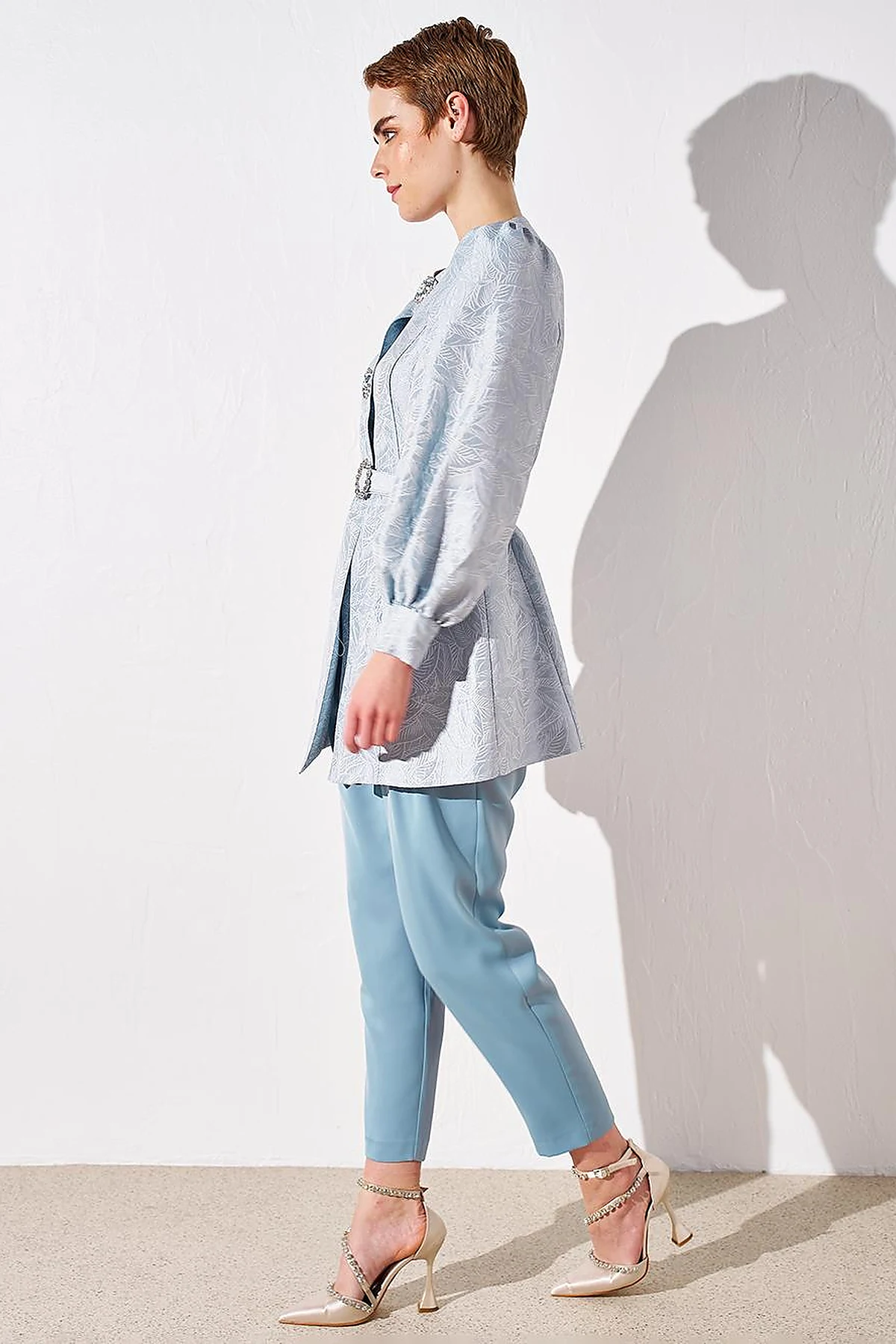 Metal Accessory Jacquard Jacket Sea Ice