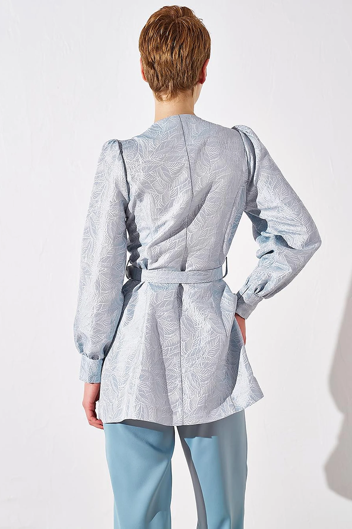 Metal Accessory Jacquard Jacket Sea Ice
