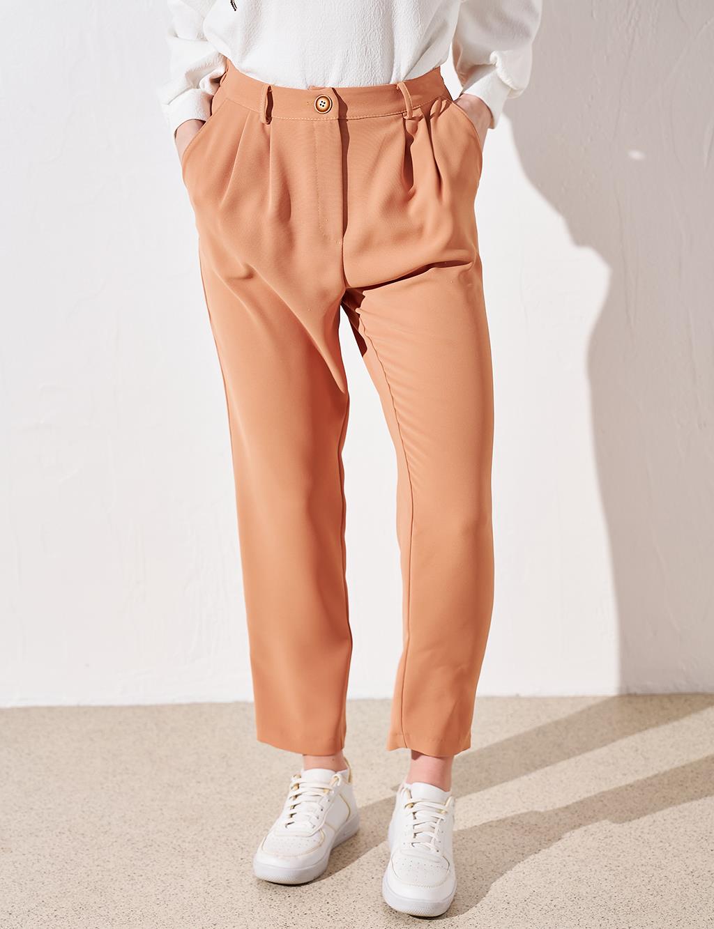 Flowy Fabric Trousers Biscuit