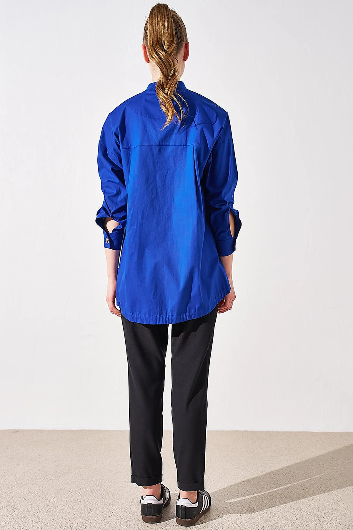 Taş İşlemeli Poplin Tunik İndigo