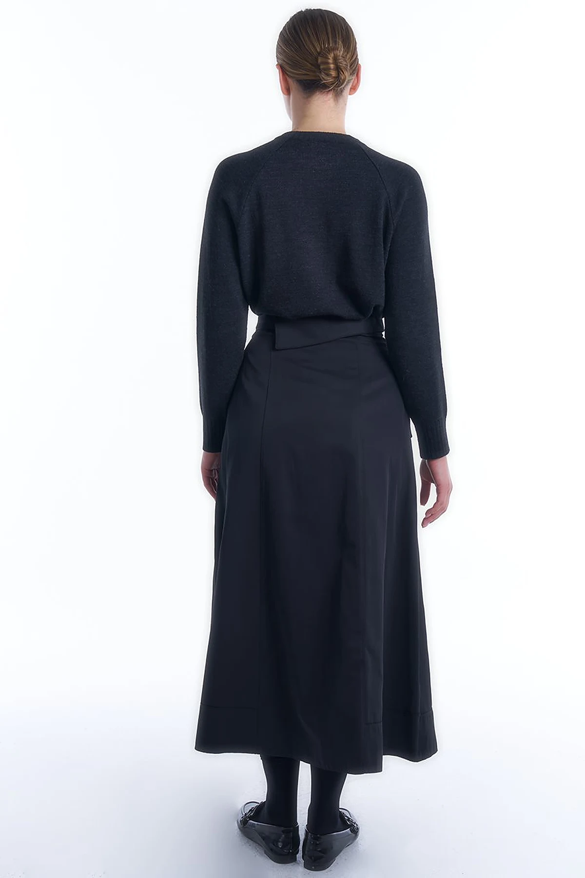 Buckled Flared Skirt Black