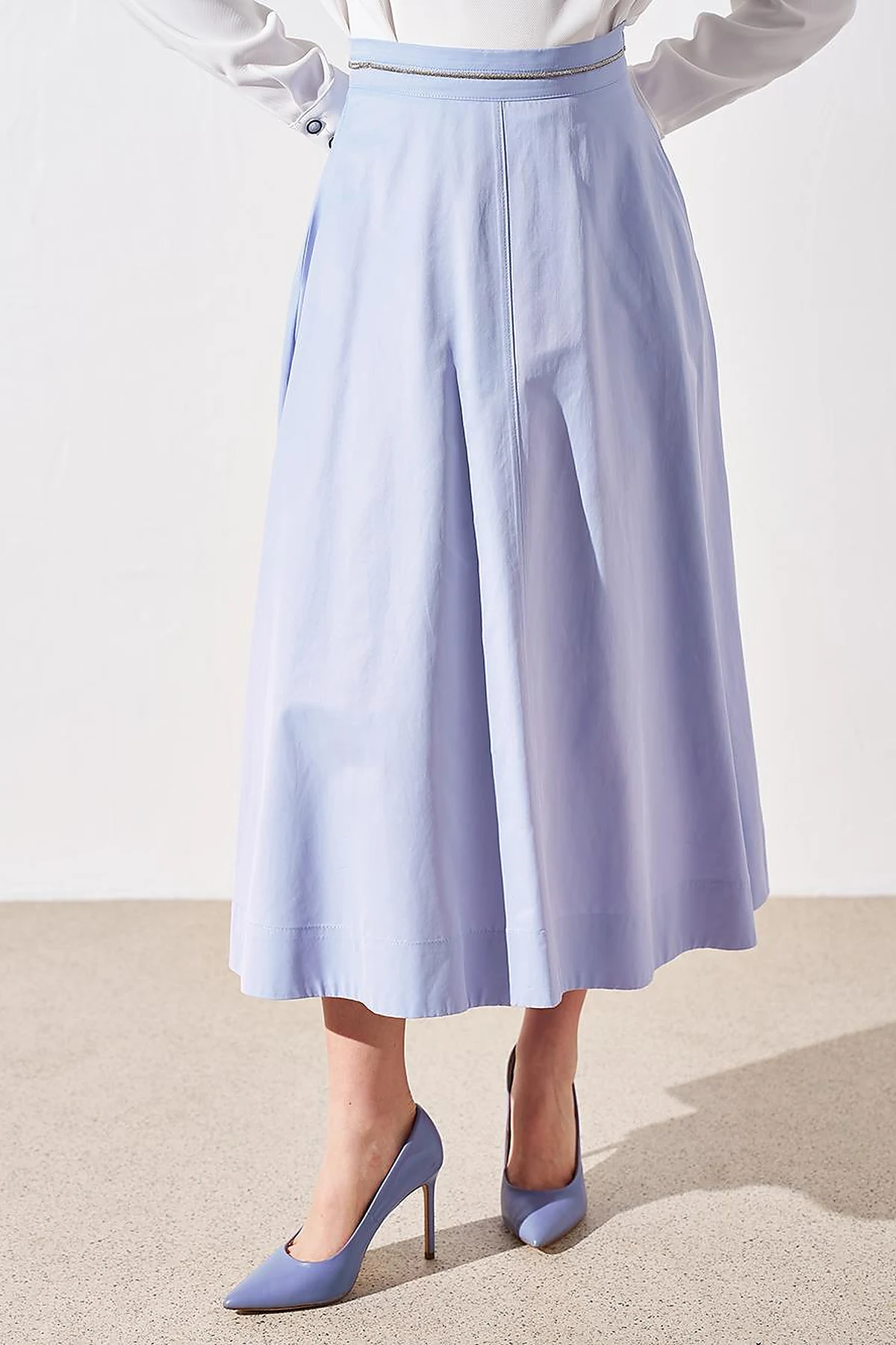 High Waist Flared Skirt Sky Blue