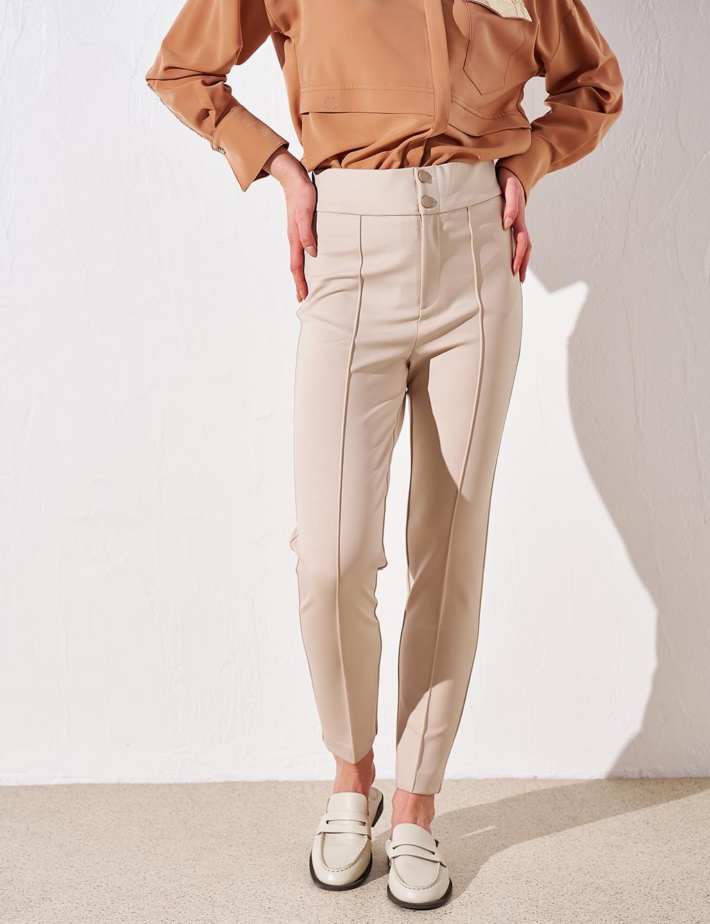 Piping High Waist Trousers Clay