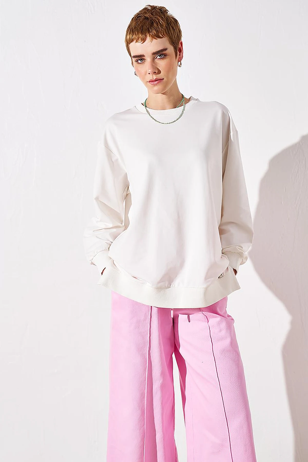Zero Collar Sweatshirt  Ecru