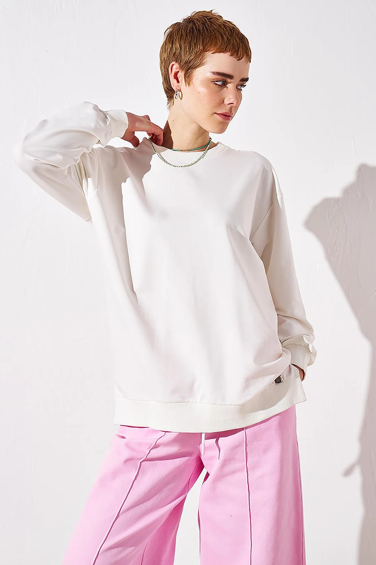 Zero Collar Sweatshirt  Ecru