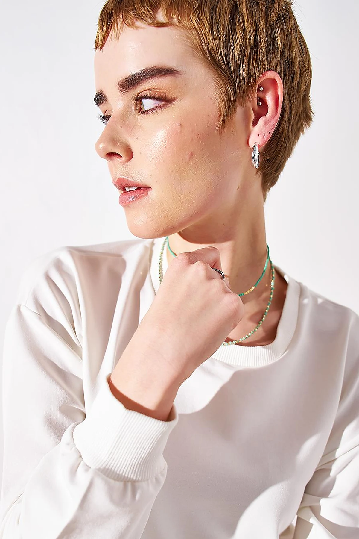 Zero Collar Sweatshirt  Ecru
