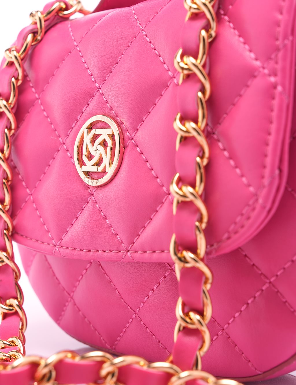 Quilted Faux Leather Bag Fuchsia