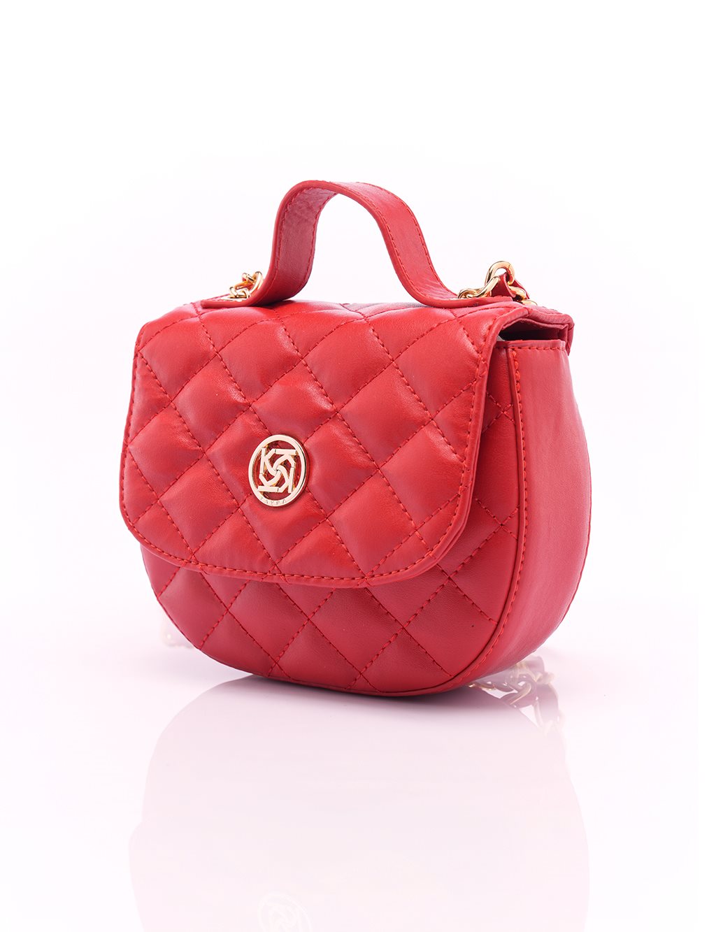 Quilted Faux Leather Bag Red