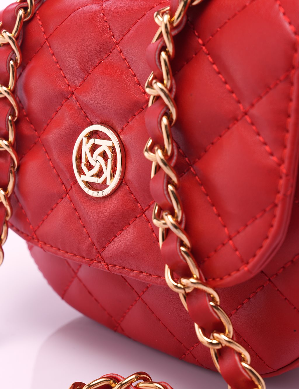 Quilted Faux Leather Bag Red