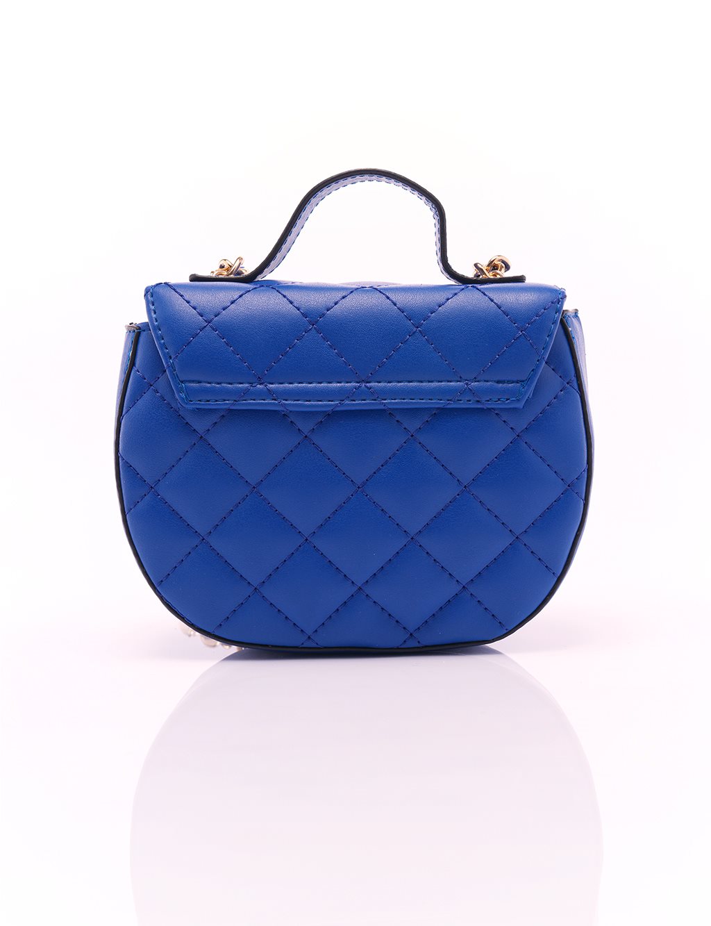 Quilted Faux Leather Bag Sax