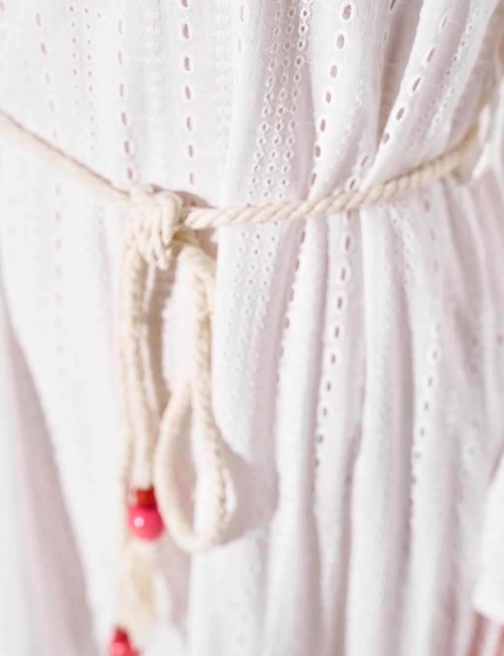 Zero Collar Embroidered Dress Optical White