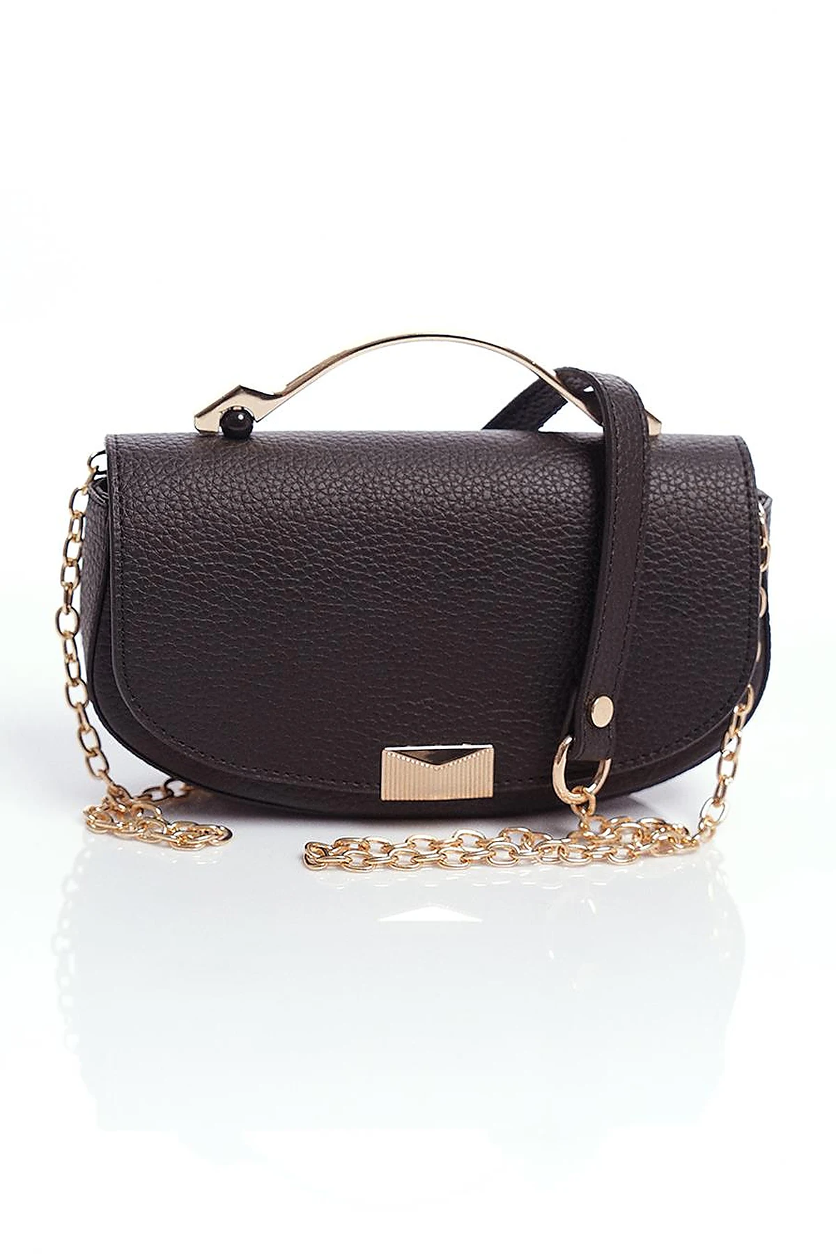 D Form Bag with Metal Handle Detail Black