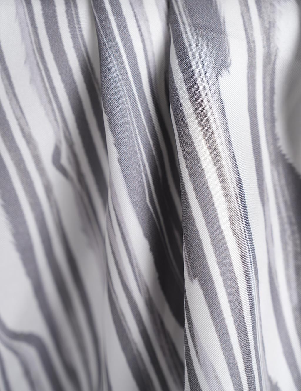 Zebra Patterned Silk Scarf Gray