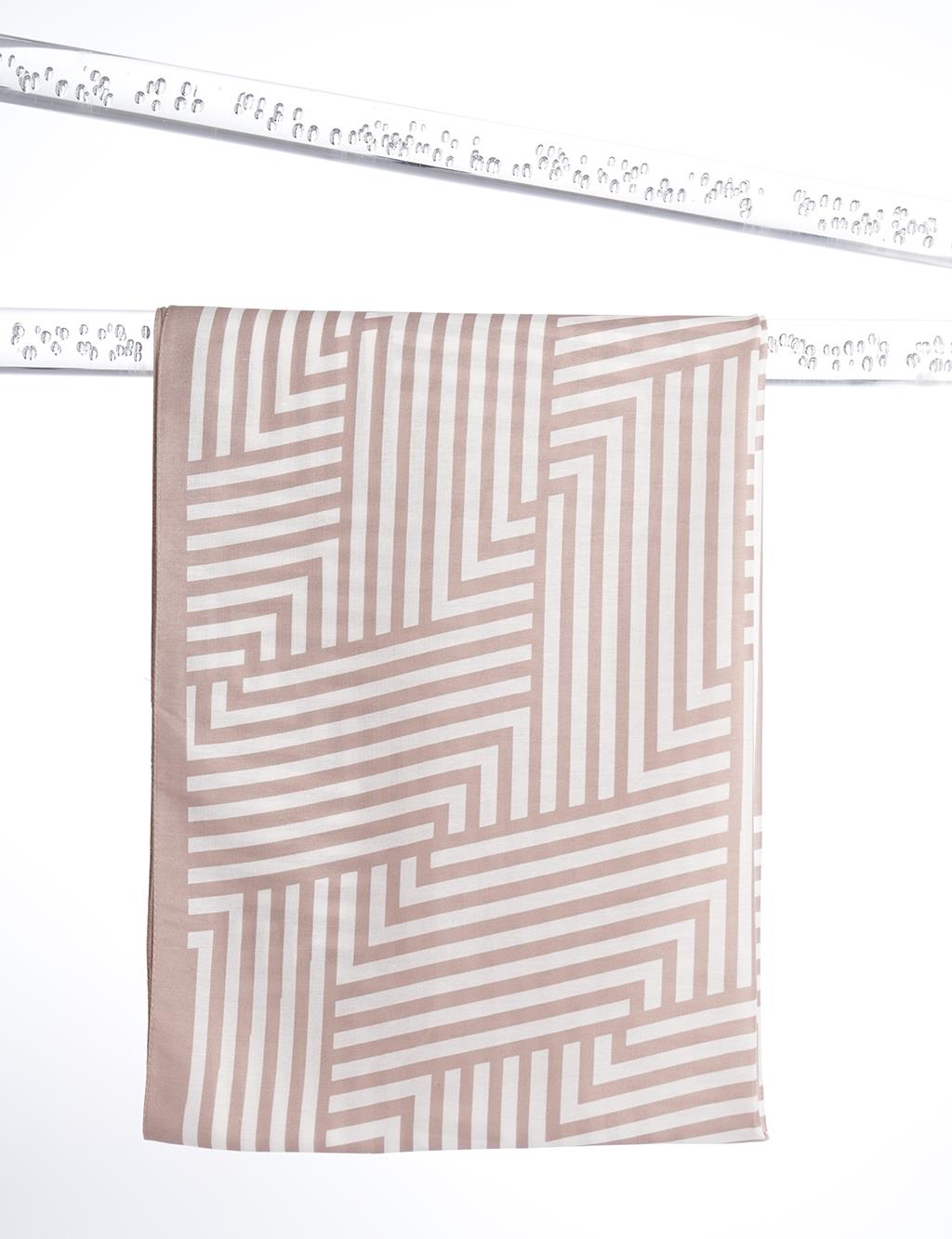 Stripe Patterned Shawl Beige