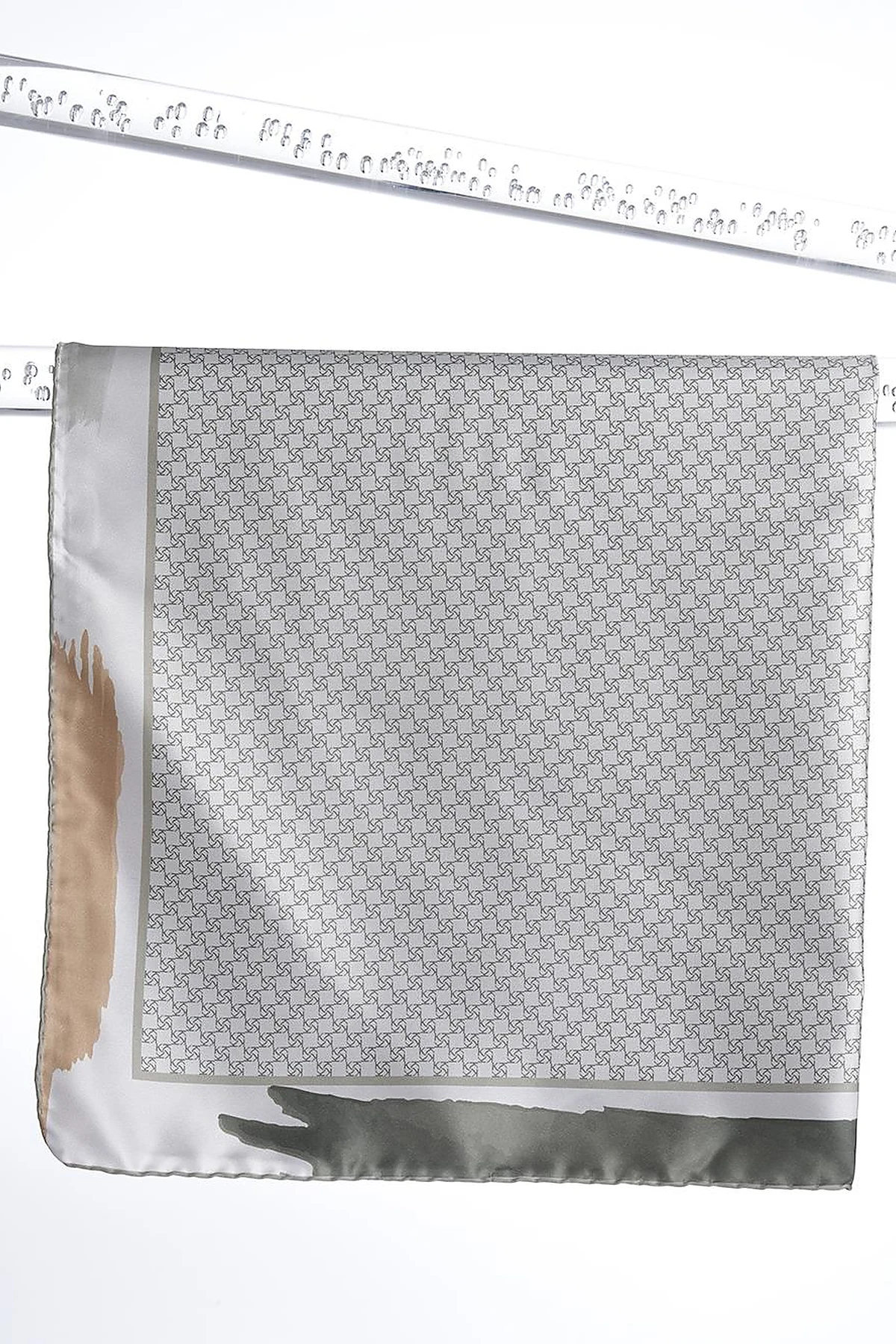 Frame Abstract Patterned Monogram Scarf Khaki