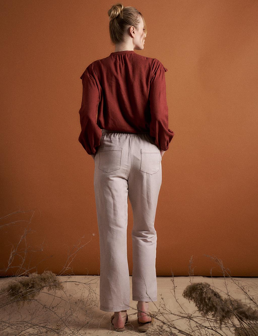 Punto Stitched Linen Trousers Stone