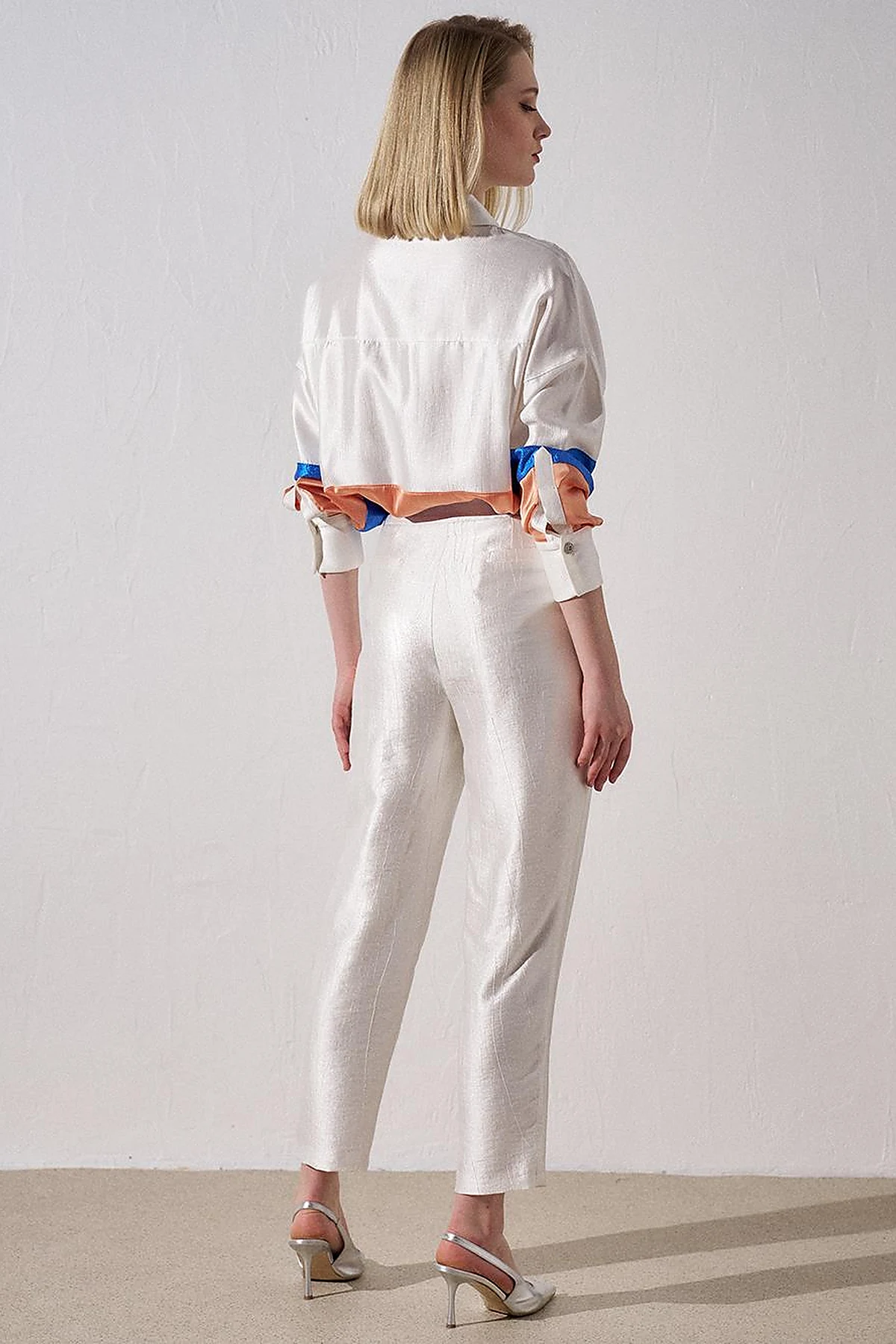 Button Detailed Jacquard Carrot Pants Optical White