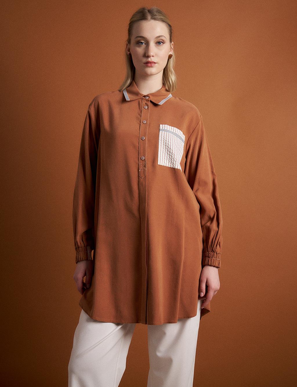 Half-Sleeve Modal Fabric Tunic in Biscuit